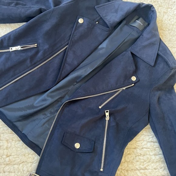 Theory Navy Blue Suede Jacket - Picture 4 of 5